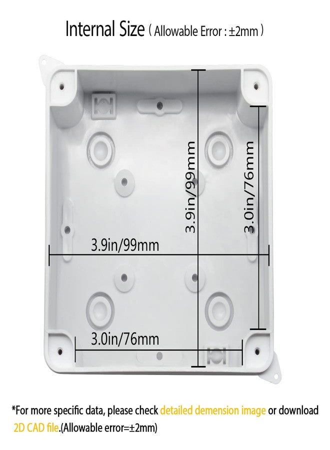 LeMotech Junction Box, Electrical Box IP65 Water Resistant Dustproof ABS Plastic Project Enclosure for Electronics White, External Size 3.9 x 3.9 x 2.8 inch - Image 3